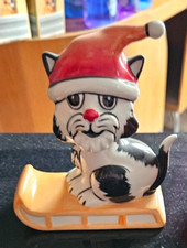 Lorna Bailey Christmas Cat on a Sled Limited Edition 1 of 1 UNIQUE