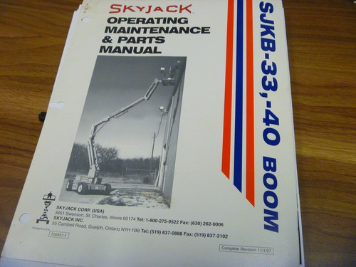 SkyJack SJKB-33 SJKB-40 Arbeitsbühne Teilekatalog Bediener Wartungsanleitung xz