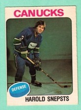 (1) HAROLD SNEPSTS 1975-76 O-PEE-CHEE # 396 CANUCKS ROOKIE MISCUT CARD (L4885)