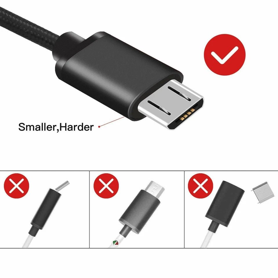 Cable de teléfono de sincronización de datos de carga cargador micro USB trenzado de alta resistencia 1M 2M 3M Foto 2 de 4