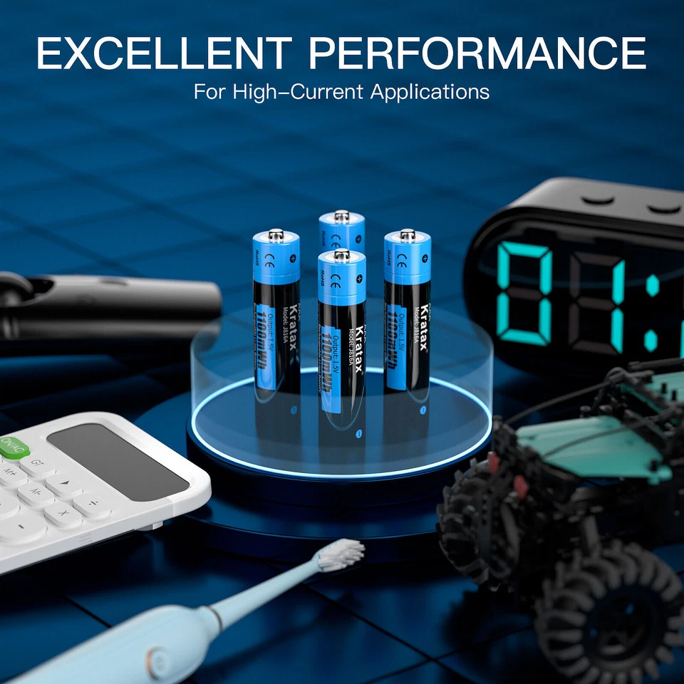 Kratax 1.5V AAA Rechargeable Li-ion Batteries 1100mWh Lithium AA USB Charger LOT - image 4 of 4