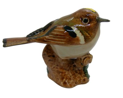 Wachtelkeramik Vogelfigur Goldcrest Kopf gedreht 831