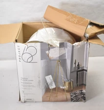 Project 62 Ellis Tripod Floor Lamp Brass Legs White Shade Cover 60" Tall