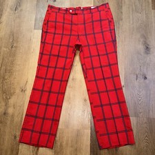 Vintage Jaymar Pants Mens 70s Hippy Beatnik Leisure Suit Disco Plaid MCM 38 29
