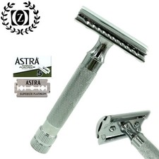 HIGH GRADE STAINLESS STEEL DOUBLE EDGE SAFETY RAZOR  5 SHAVING BLADES FOR MEN