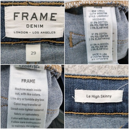 Frame Le High Skinny Jeans Womens Blue Stretch Notch Hem Denim Size 29 - Picture 6 of 12