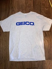 Vintage GEICO Insurance Shirt Size Large White Gray L Lizard
