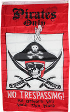 3x5 Jolly Roger Pirate Pirates Only No Tresspassing Vertical 3'x5' Flag Banner
