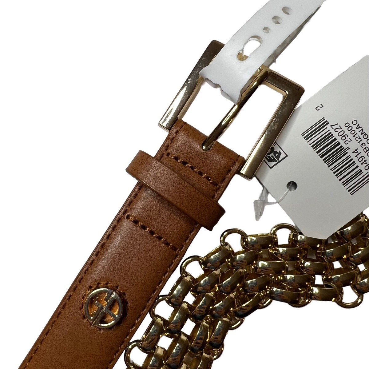 Giani Bernini Cognac Brown and Gold Link Belt Size Med New Giani Bernini Cognac Brown and Gold Link Belt Size Med New