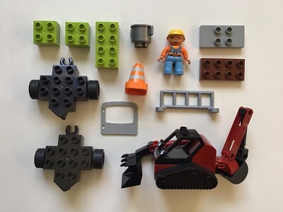 Lego Duplo Bob The Builder Benny Traffic Cone Black Trailers Light