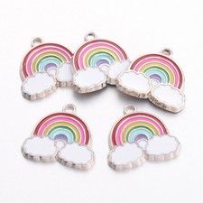 Tibetan cloud and rainbow enamel girly kitsch charms pendants x5 C90 UK SELLER