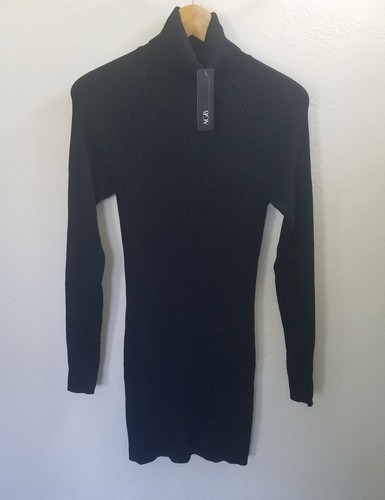Womens Ribbed Tunic Turtleneck Sweater Sz Small Vintage 90s Rayon Blend AGB NOS