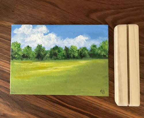 Schöne Acrylmalerei englischer Landschaft 5x7 auf Leinwand mit Ständer. - Bild 3 von 4