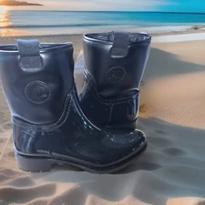 Black Patent Rain Boot Size 10 Us