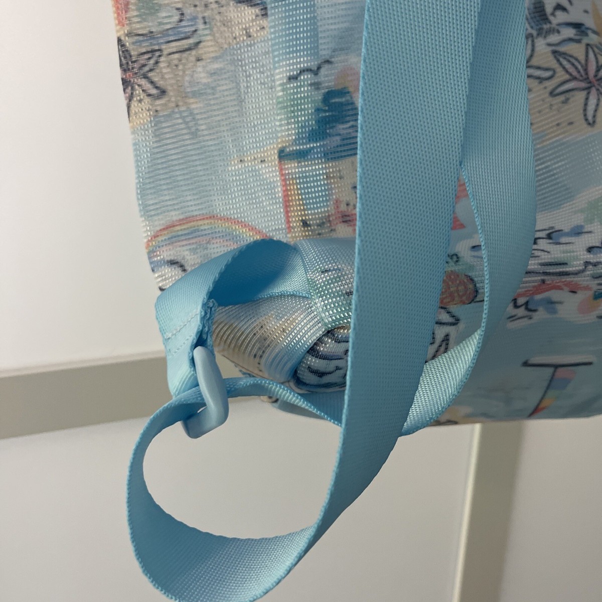 Vera Bradley Beach Treasures Mesh Drawstring Tropical Coastal Blue Back Pack NWT Vera Bradley BEACH TREASURES Mesh Drawstring | Mercari main image 4