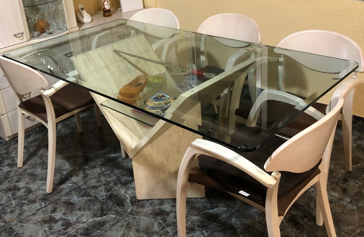 MESA DE CRISTAL GRANDE DE COMEDOR