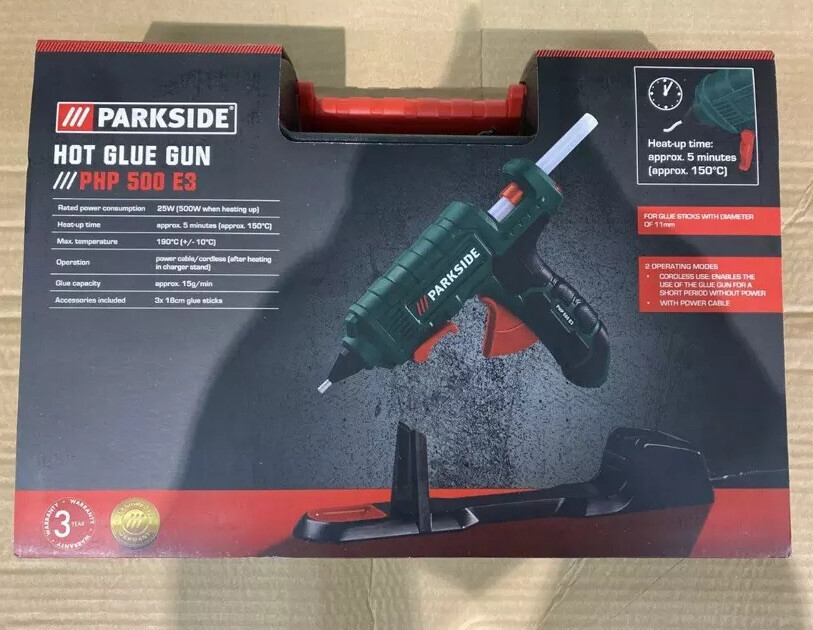 Parkside Cordless Hot Glue Gun PHP 500 E3 With 3x Glue Sticks In Carry