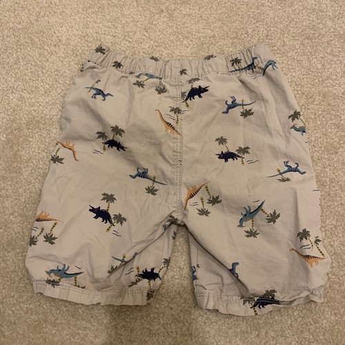 Dinosaurs Theme Shorts Lot 2 Brown Biege Kids Size 4-5Y Drawstring H&M Old Navy - Picture 4 of 17