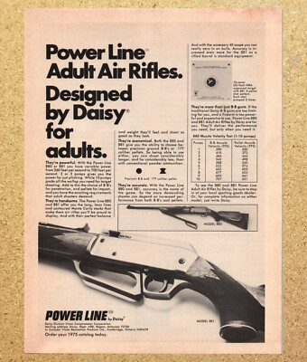 Power Line 880 Adult Air Rifles Design by Daisy - Magazine Print Ads Poster 1975