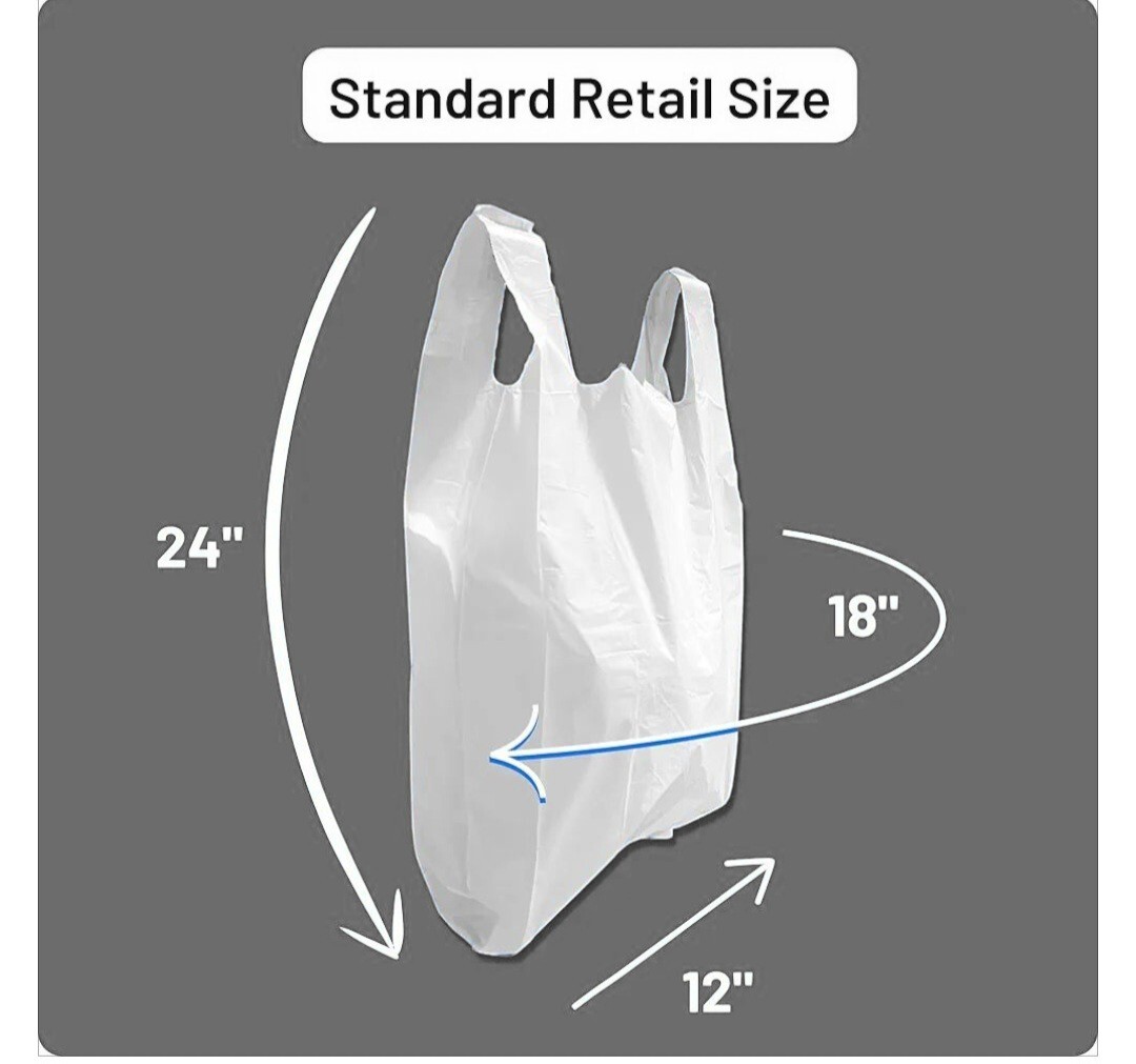 White vest carrier bags 12"" x 18"" x 24"" 20mu  - HD White Vest Carrier