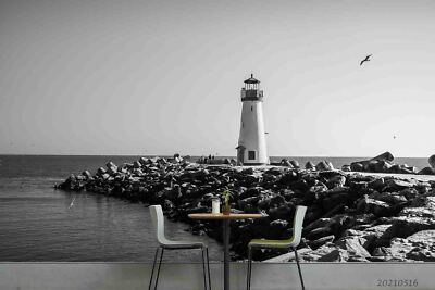 3D Sea Lighthouse Seagull Scenery Wallpaper Wall Murals Removable Wallpaper 863