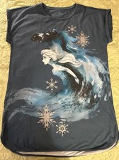 Disney Elsa Nightshirt for Women Frozen 2, French Terry Interior, Blue XL/2XL