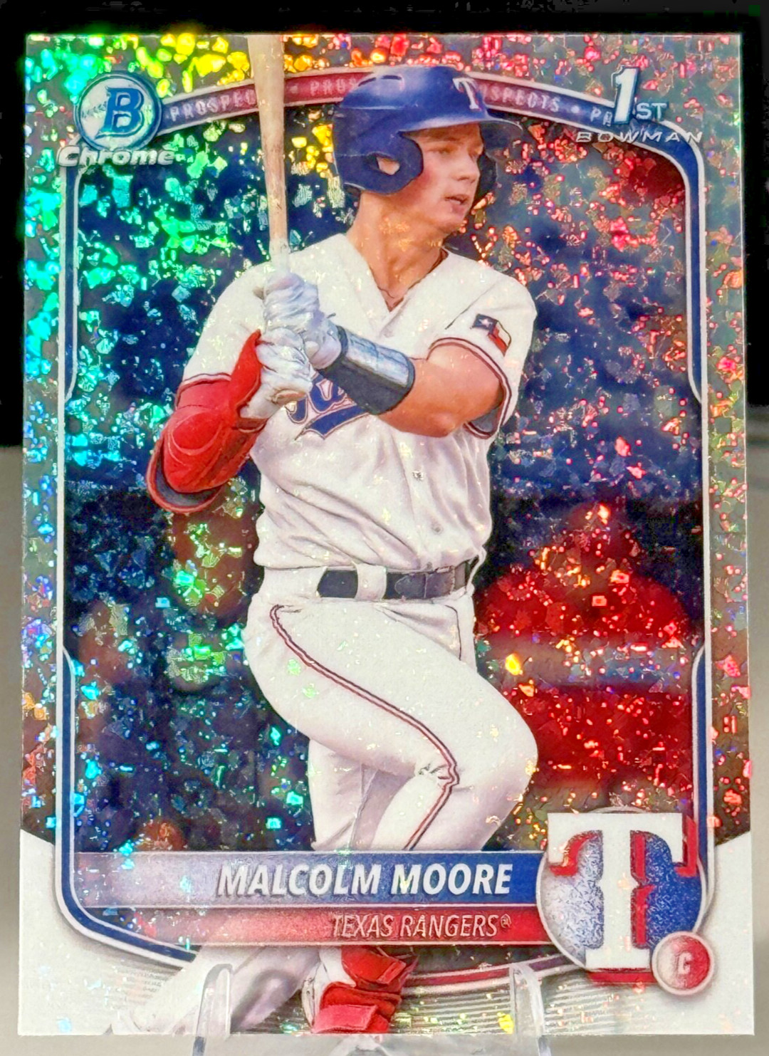 2025 Bowman 1st Malcolm Moore Mini Diamonds Chrome Refractor SP Rangers