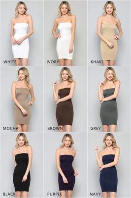 Tube Strapless Stretchy Tight Fitted Seamless One Size BodyCon Mini Dress |  eBay