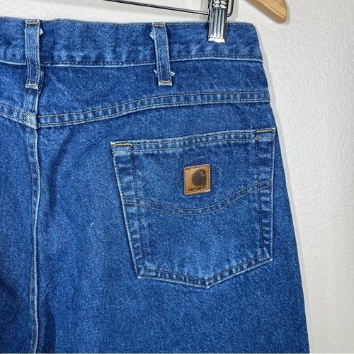 Pantalones de mezclilla de trabajo Carhartt para hombre rectos calce relajado azules 100 % algodón talla 36x30 - Imagen 7 de 9