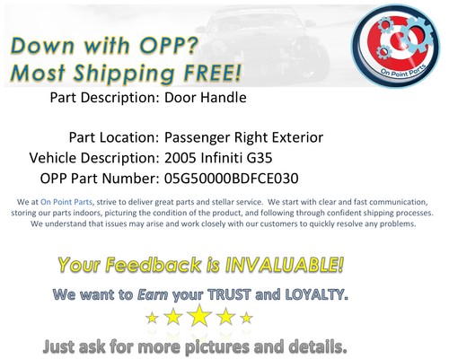 2005 Infiniti G35 Passenger Right Exterior Door Handle OEM 14BDFCE - Picture 6 of 6