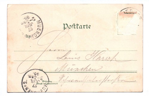 Litografia Saluti dalle montagne 1896 Monaco di Baviera - Foto 2 di 2