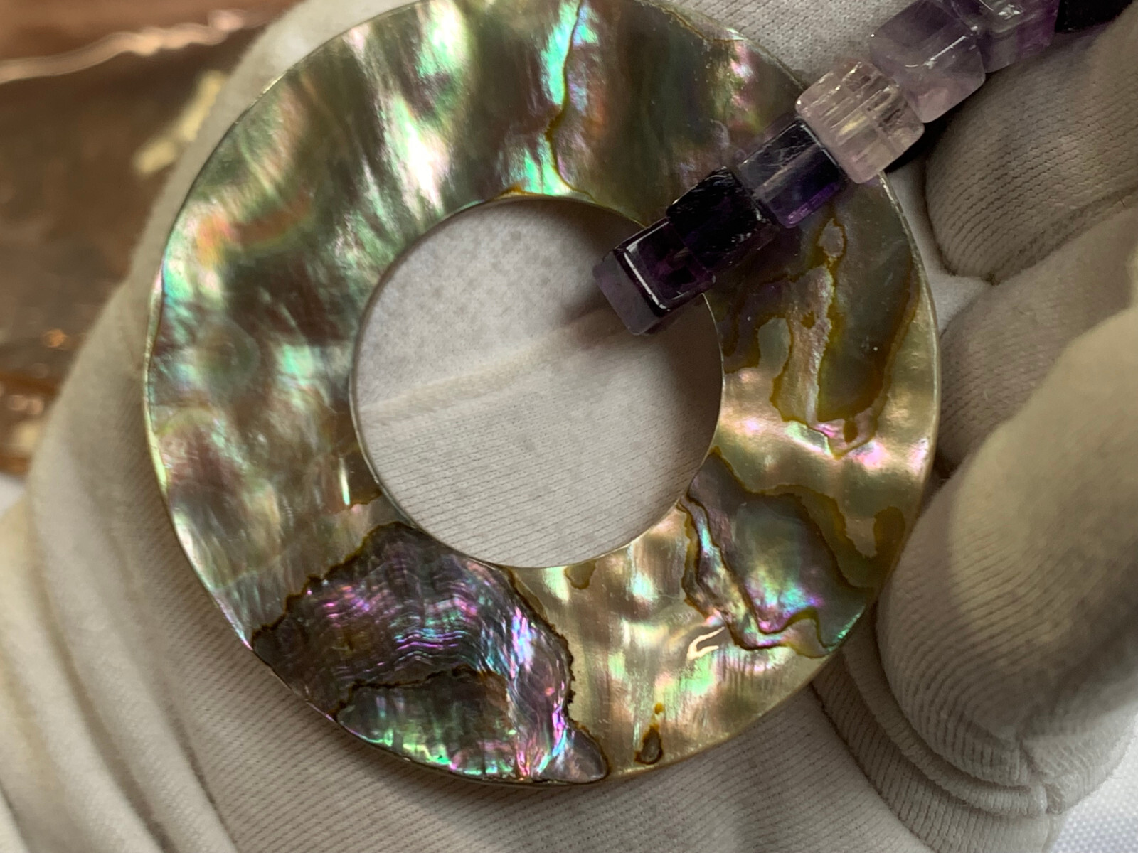 Sterling Silver Abalone Shell Amethyst Beaded Nec… - image 23