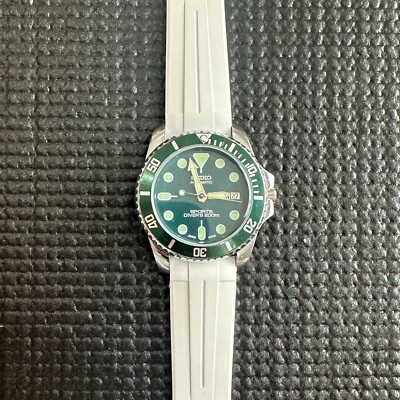 20mm WHITE FKM Caoutchouc rubber Strap band Fits some Seiko Watches WHITE  Stripe