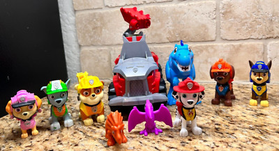 Paw Patrol Dino Rescue Chase Marshall Rocky Skye Deluxe Rev Up Vehicle Figure