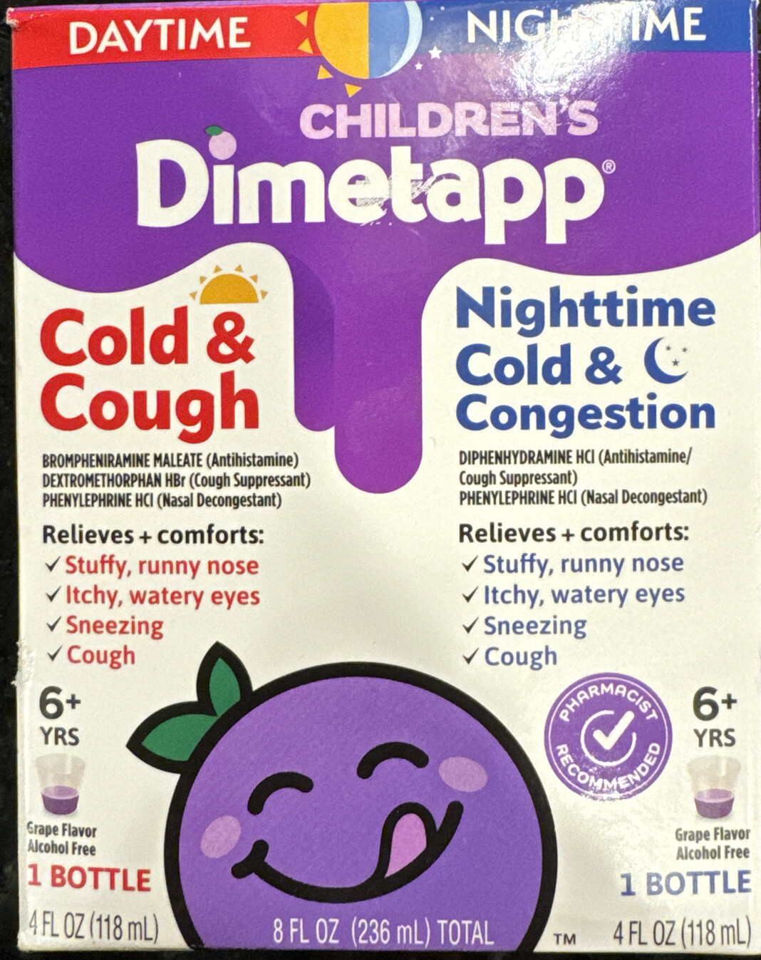 Children's Dimetapp Day & Night Cough & Cold Liquid 8 oz Ex 10/