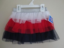 NEW Girl Toddler 4-5 Ruffled 3Tier Mesh Skirt TuTu Holiday Red White Dress Up