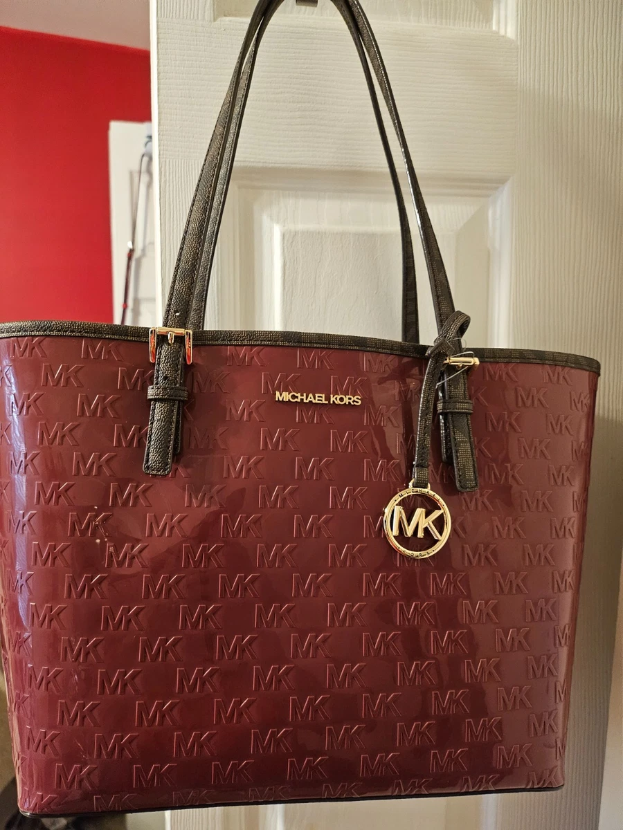 Michael Kors Jet Set Medium Mulberry Leather Tote Bag