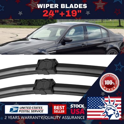Super Clean 24''+19'' Side lock Wiper Blades Set For 2007 2008 BMW 328xi 3.0L