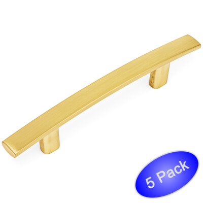 *5 Pack* Cosmas Cabinet Hardware Brushed Brass Modern Handle Pulls #2363-3BB