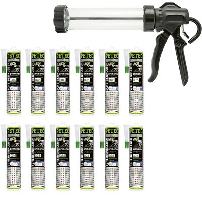 Petec 12x Scheibenkleber High Speed Kartusche 290ml + Ausdrückpistole