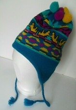 IGLOOS Winter Hat Beanie Knit 100 Wool Ski Snowboard Ear flaps Tassels