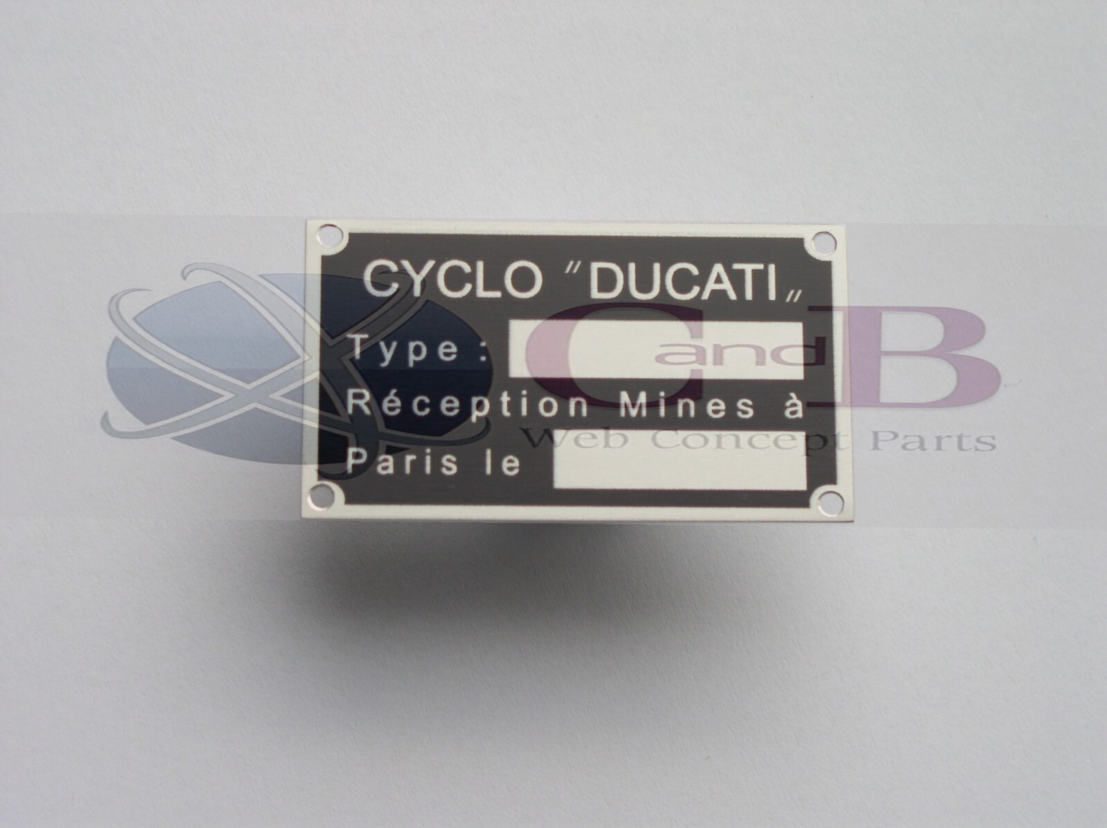 Plaque Ducati en aluminium brossé au design relief pour salon moderne