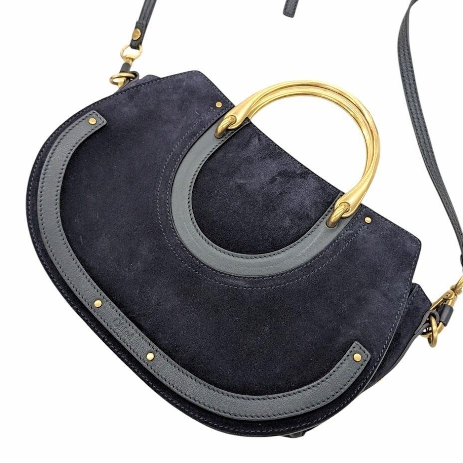 Chloe Pixie Navy Suede Leather Shoulder Bag Cross… - image 3