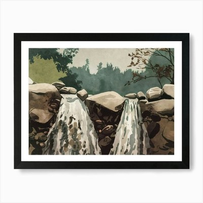 Wasserfall Kunstdruck Gerahmtes Wandbild Poster Leinwanddruck Bild