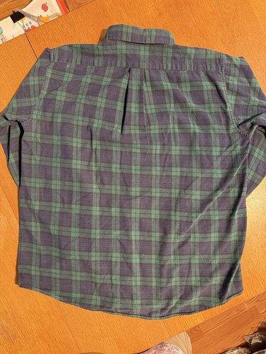 Vintage LL Bean Flannel Shirt Mens XLT Blue Green Plaid Cotton USA Made - Picture 4 of 6