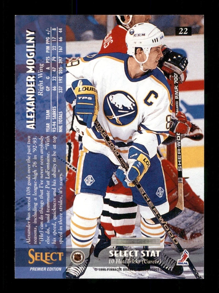 22 Alexander Mogilny 89 Sabres 1996 Pinnacle Hockey Sports Trading Card - Image 2 of 2