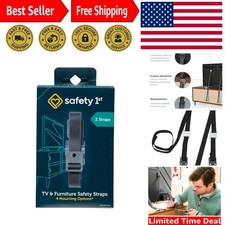 Child Safety Furniture Straps - 53 inch Black Nylon, Easy Install 2 Pack