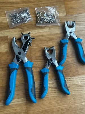 WORKZONE Loch- und Nieten Zangen Set, Lochzange, Ösenzange, Druckknopfzange 3tlg