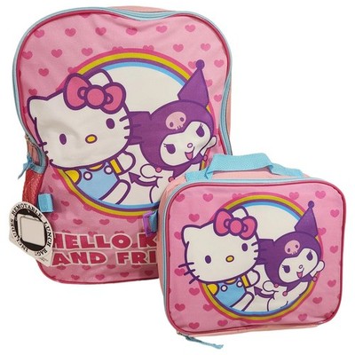 Hello Kitty Kuromi Girls School 16'' Backpack with Detachable Lunch Bag Kit