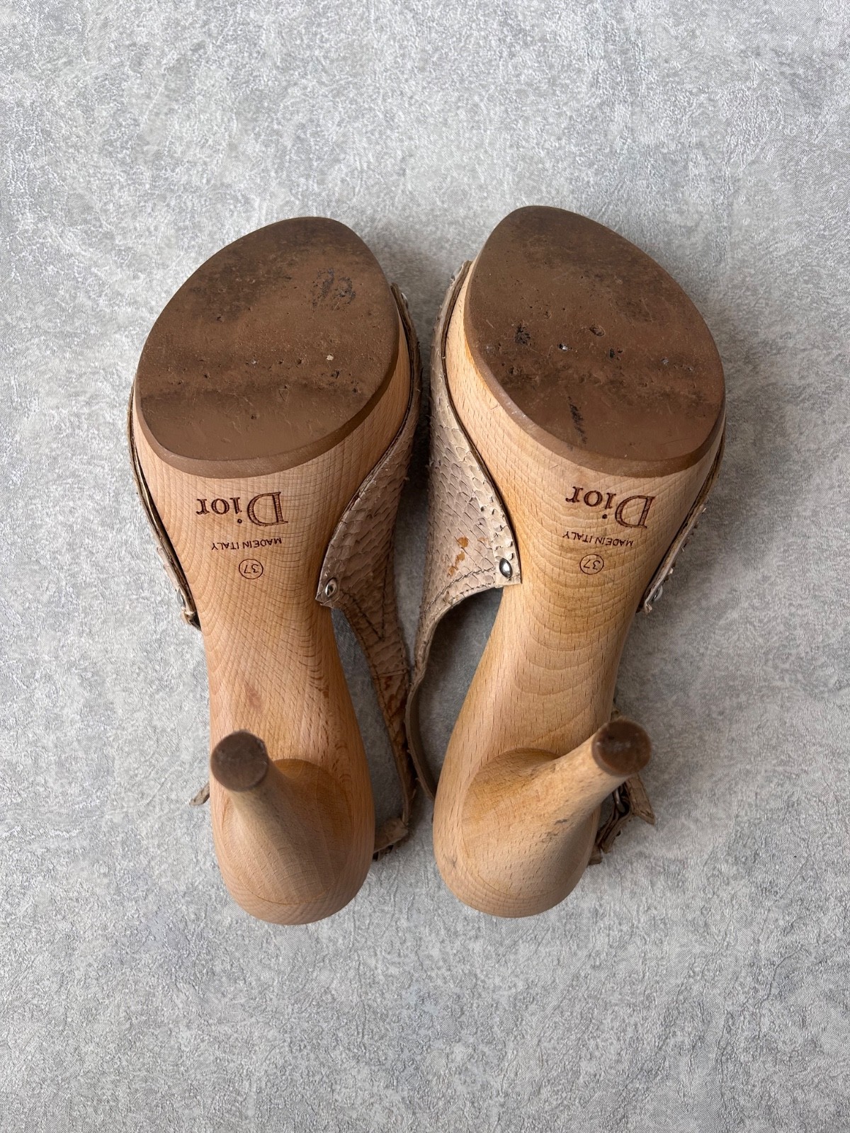 Christian Dior Python Embellished Sling Back Sand… - image 5